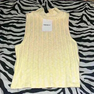 Light Yellow Turtleneck Crop Top